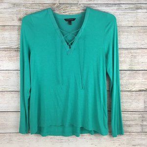 Banana Republic Popover Lace Up Blouse